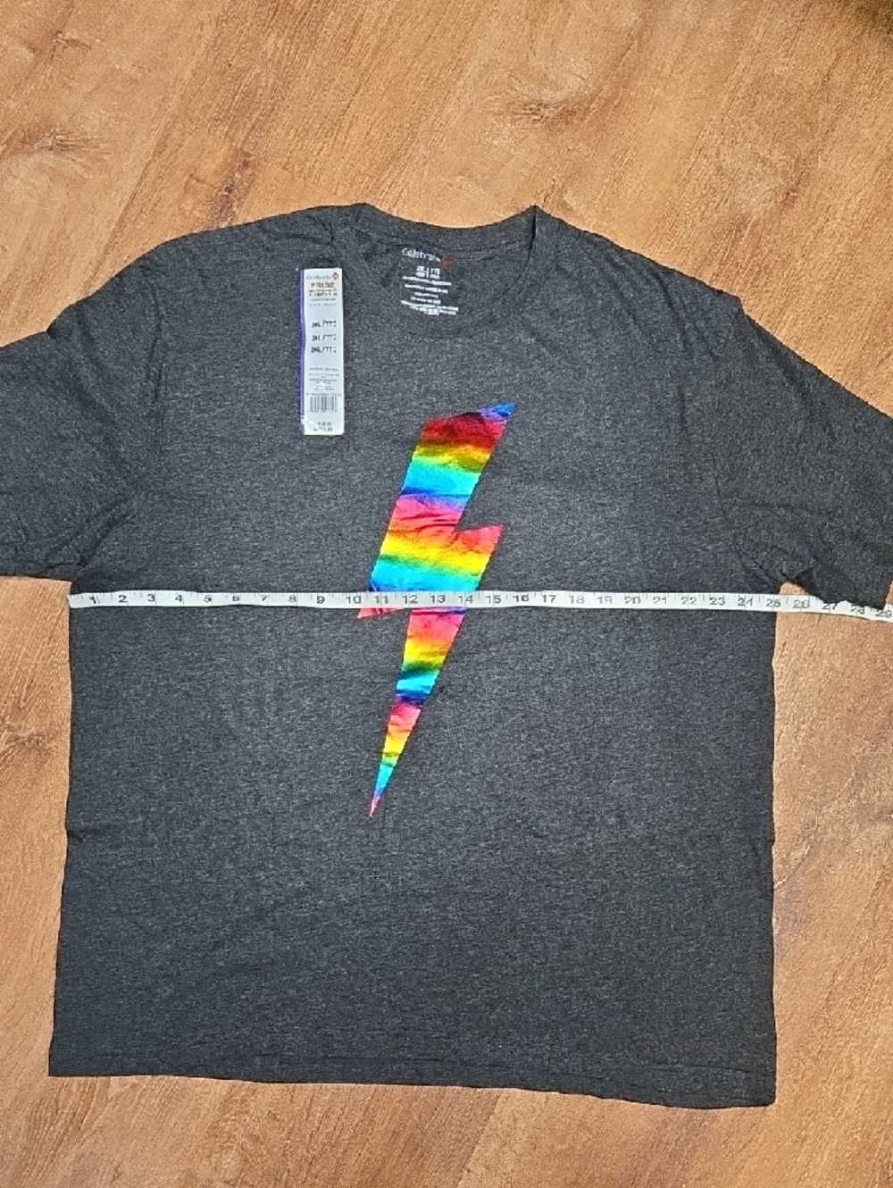 Nwt! Men's Dark Gray Graphic Tee with Rainbow Lightning Bolt 2XL - Picture 2 of 4